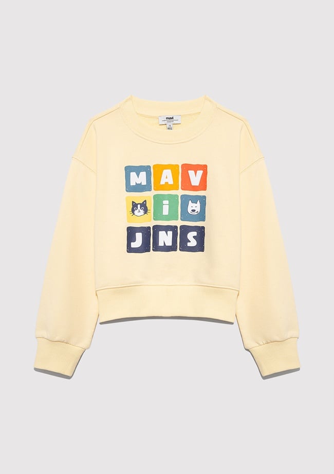  Mavi Mavi Baskılı Sarı Sweatshirt 7S10127-84571