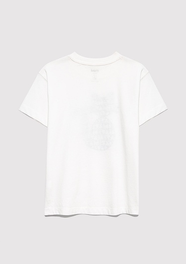  Mavi Kedi Baskılı Ekru Tişört Loose Fit / Bol Rahat Kesim 7610360-70057