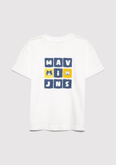  Mavi Mavi Jeans Baskılı Beyaz Tişört Loose Fit / Bol Rahat Kesim 7610366-70057