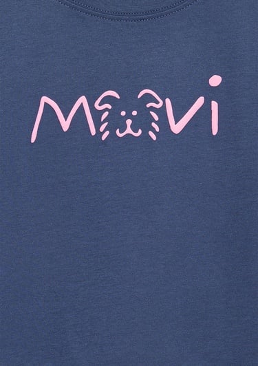  Mavi Mavi Köpek Baskılı Lacivert Tişört Loose Fit / Bol Rahat Kesim 7610363-87737