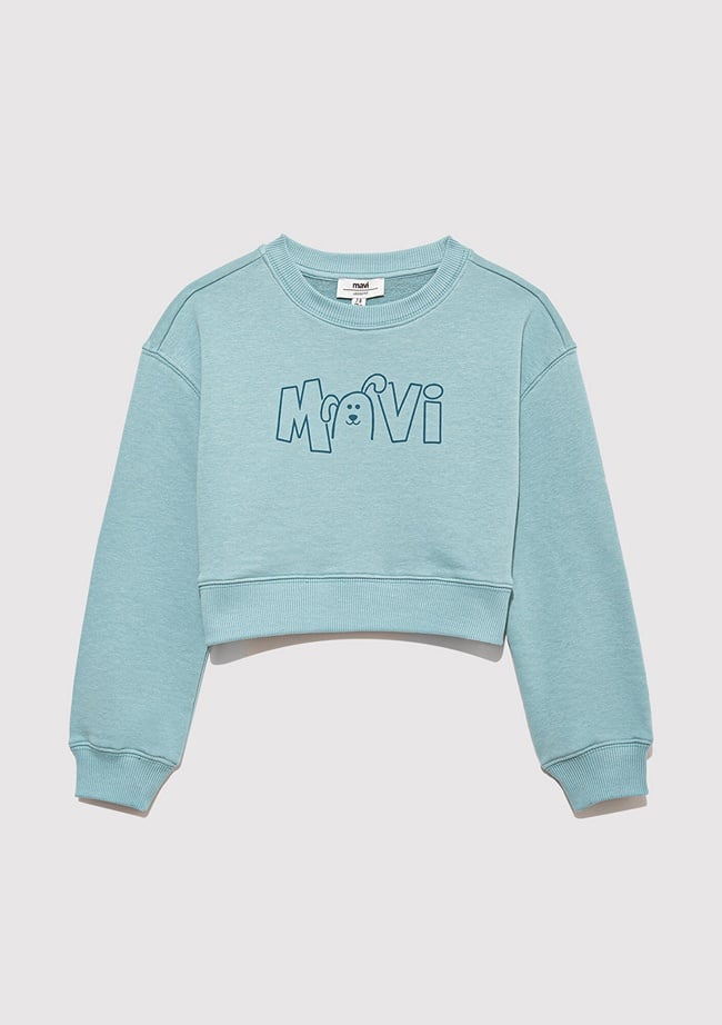  Mavi Mavi Logo Baskılı Mavi Sweatshirt 7S10126-71748