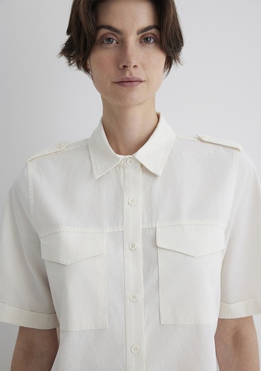  Mavi Ekru Gömlek Loose Fit / Bol Rahat Kesim 1211266-70057