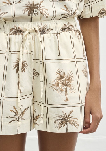 Mavi Palmiye Baskılı Şort 1410232-91116