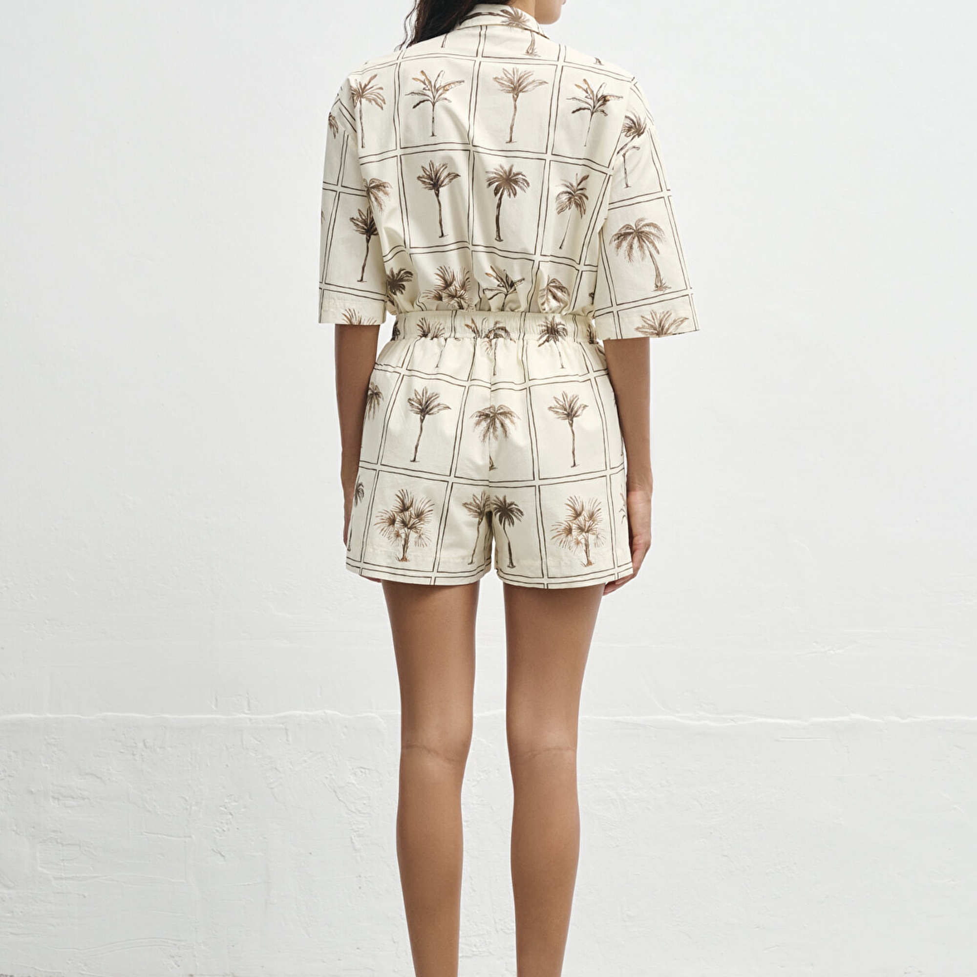 Mavi Palmiye Baskılı Şort 1410232-91116