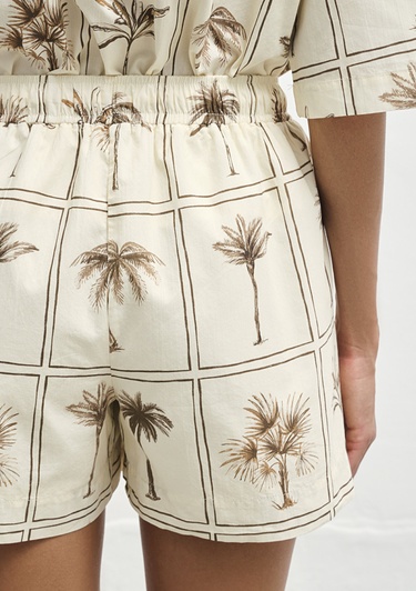  Mavi Palmiye Baskılı Şort 1410232-91116