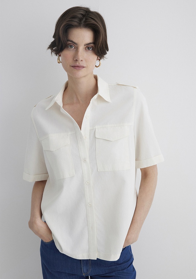  Mavi Ekru Gömlek Loose Fit / Bol Rahat Kesim 1211266-70057