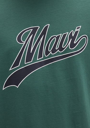  Mavi Mavi Logo Baskılı Yeşil Tişört Loose Fit / Bol Rahat Kesim 0613023-71874