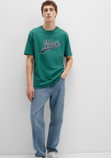  Mavi Mavi Logo Baskılı Yeşil Tişört Loose Fit / Bol Rahat Kesim 0613023-71874