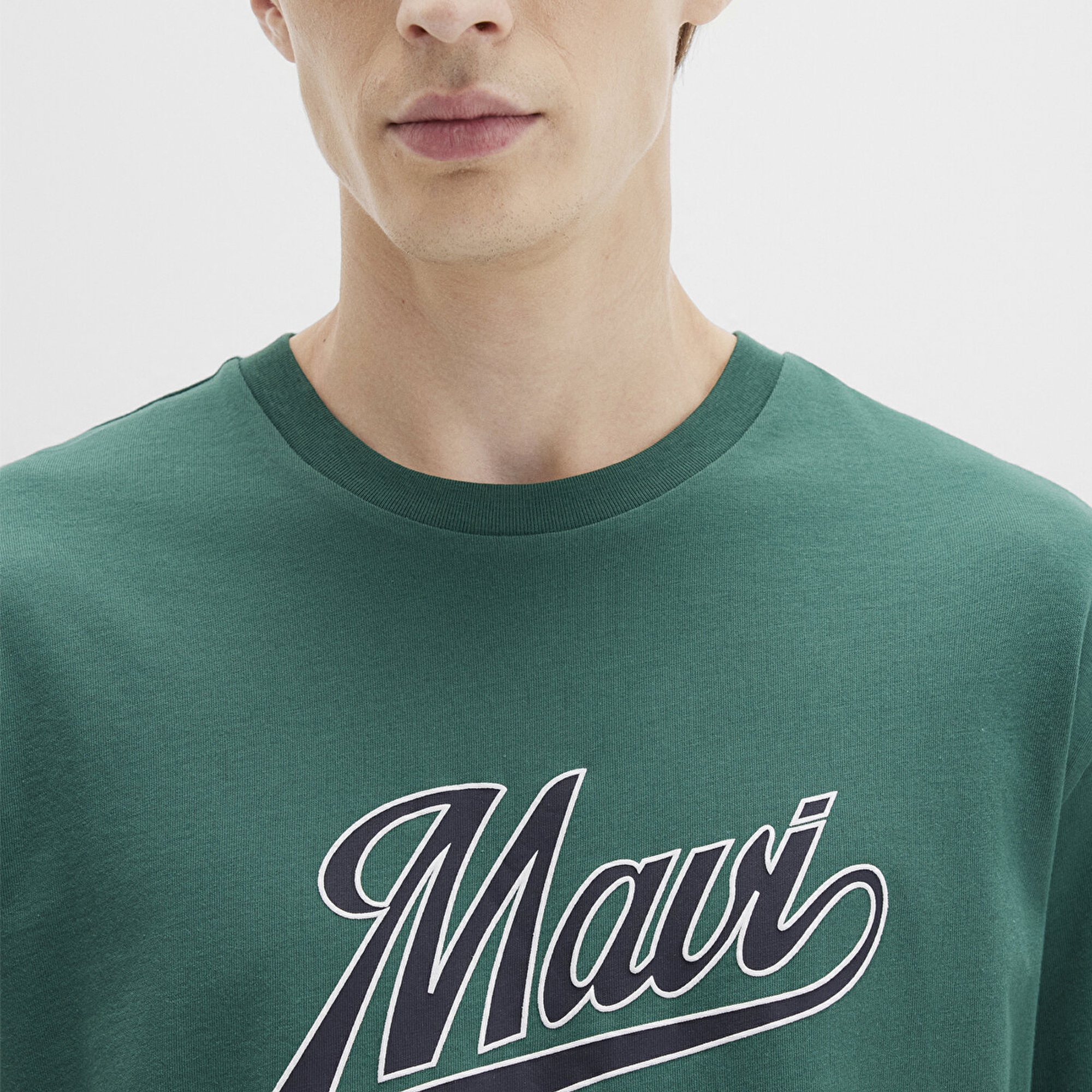 Mavi Mavi Logo Baskılı Yeşil Tişört Loose Fit / Bol Rahat Kesim 0613023-71874