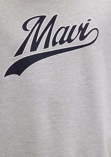  Mavi Mavi Logo Baskılı Gri Tişört Loose Fit / Bol Rahat Kesim 0613023-80018