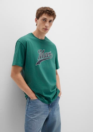  Mavi Mavi Logo Baskılı Yeşil Tişört Loose Fit / Bol Rahat Kesim 0613023-71874