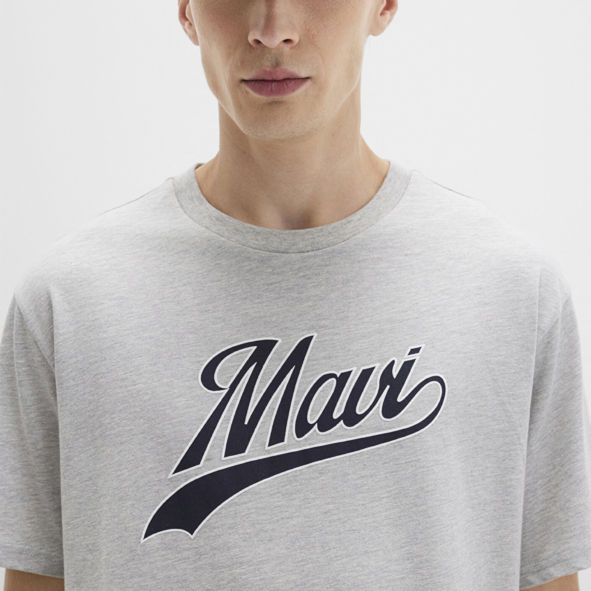 Mavi Mavi Logo Baskılı Gri Tişört Loose Fit / Bol Rahat Kesim 0613023-80018