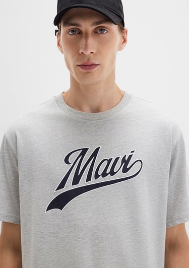  Mavi Mavi Logo Baskılı Gri Tişört Loose Fit / Bol Rahat Kesim 0613023-80018