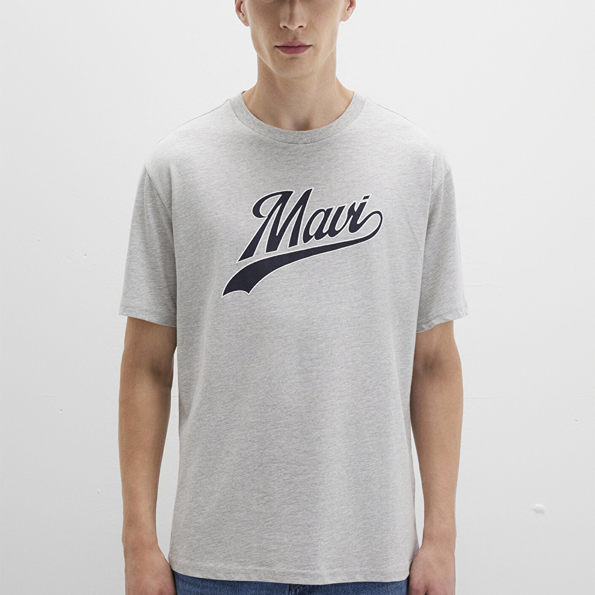 Mavi Mavi Logo Baskılı Gri Tişört Loose Fit / Bol Rahat Kesim 0613023-80018