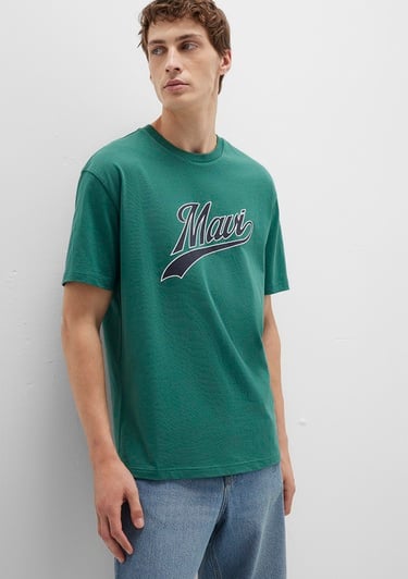  Mavi Mavi Logo Baskılı Yeşil Tişört Loose Fit / Bol Rahat Kesim 0613023-71874