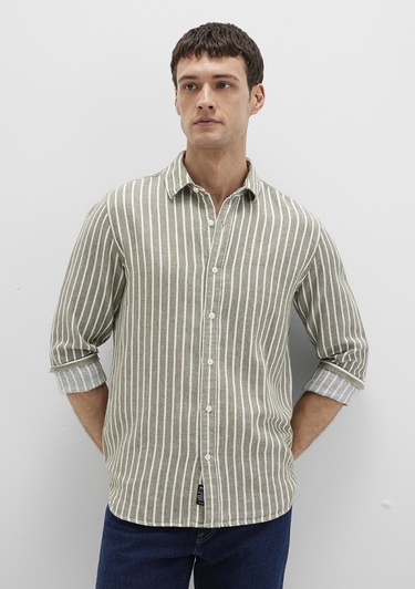  Mavi Çizgili Yeşil Gömlek Slim Fit / Dar Kesim 0211698-91114