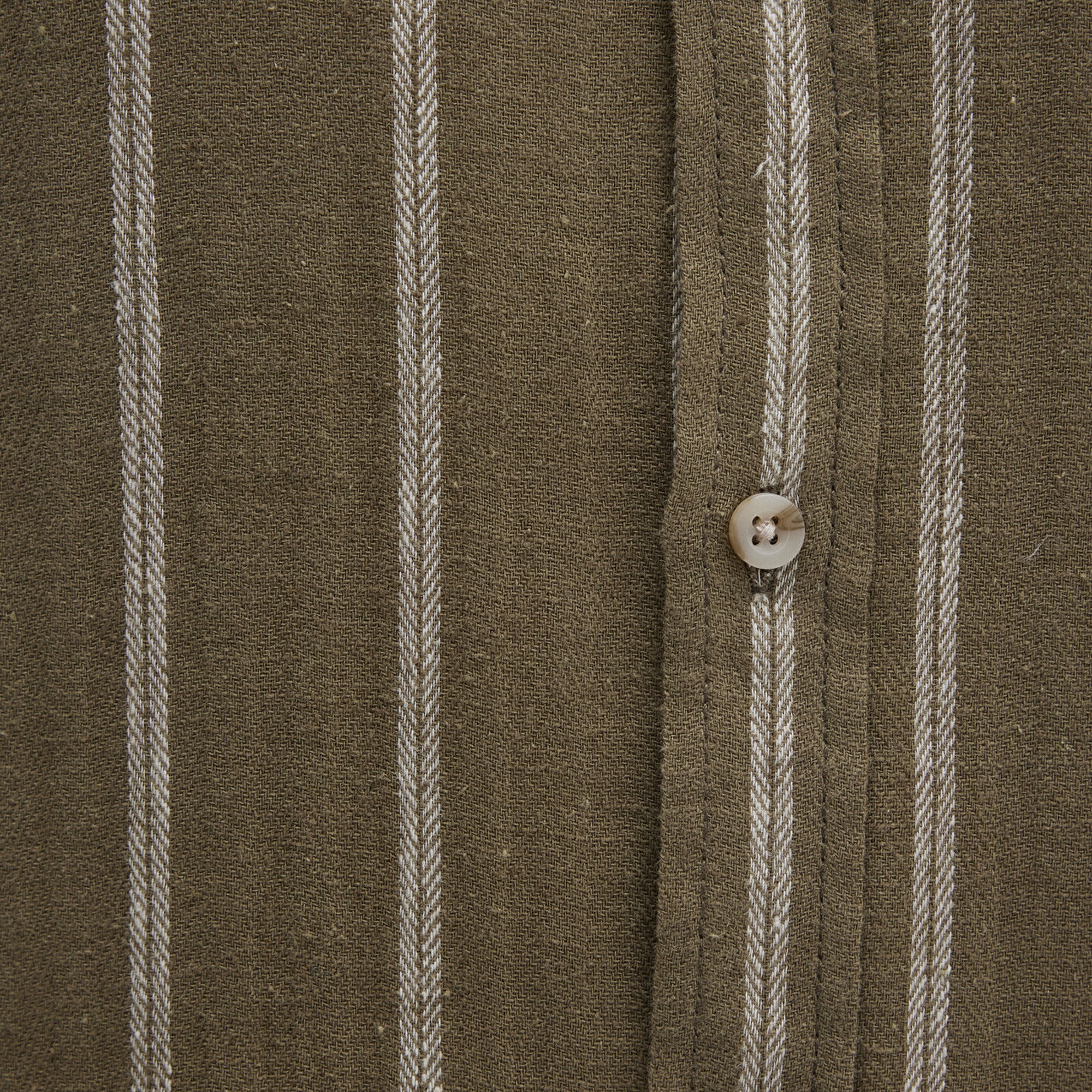 Mavi Keten Karışımlı Çizgili Haki Gömlek Regular Fit / Normal Kesim 0211730-91111