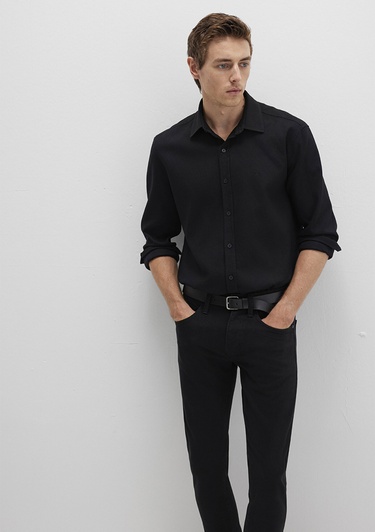  Mavi Siyah Gömlek Slim Fit / Dar Kesim 0211656-900