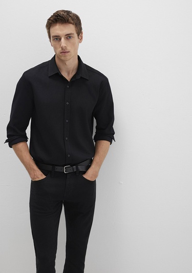  Mavi Siyah Gömlek Slim Fit / Dar Kesim 0211656-900