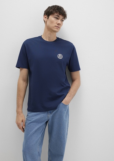  Mavi Mavi Logo Baskılı Lacivert Tişört Loose Fit / Bol Rahat Kesim 0613014-70497