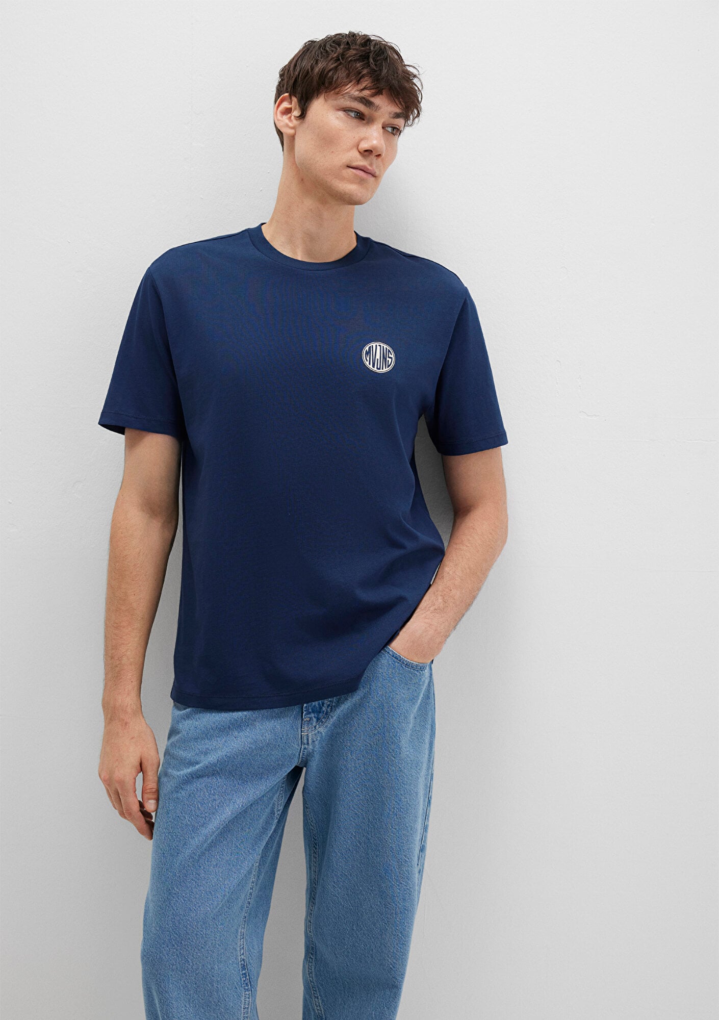  Mavi Mavi Logo Baskılı Lacivert Tişört Loose Fit / Bol Rahat Kesim 0613014-70497