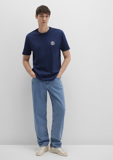  Mavi Mavi Logo Baskılı Lacivert Tişört Loose Fit / Bol Rahat Kesim 0613014-70497