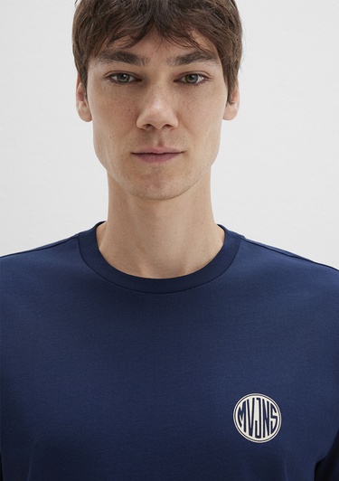  Mavi Mavi Logo Baskılı Lacivert Tişört Loose Fit / Bol Rahat Kesim 0613014-70497