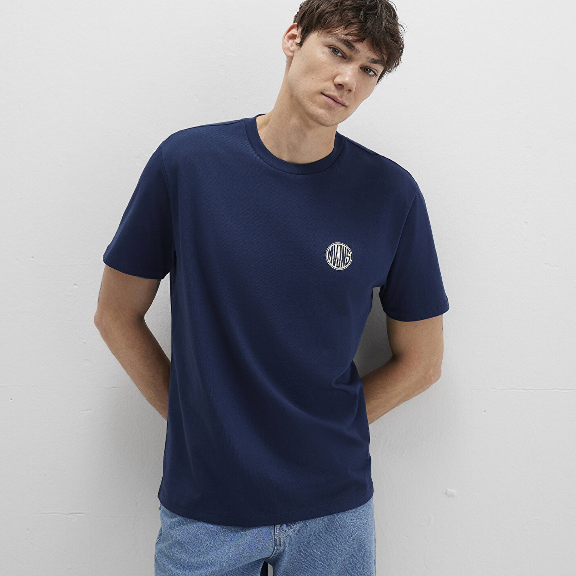 Mavi Mavi Logo Baskılı Lacivert Tişört Loose Fit / Bol Rahat Kesim 0613014-70497