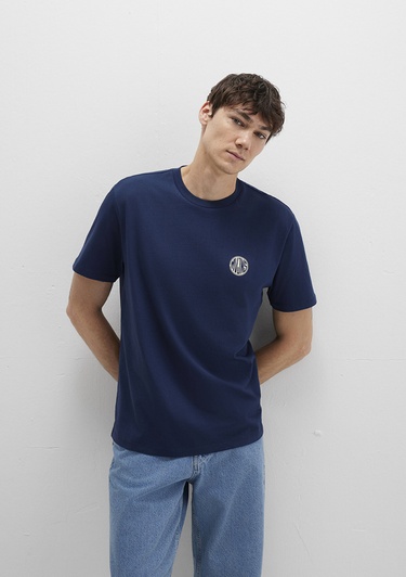  Mavi Mavi Logo Baskılı Lacivert Tişört Loose Fit / Bol Rahat Kesim 0613014-70497