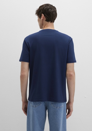  Mavi Mavi Logo Baskılı Lacivert Tişört Loose Fit / Bol Rahat Kesim 0613014-70497