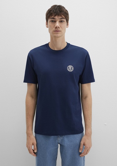  Mavi Mavi Logo Baskılı Lacivert Tişört Loose Fit / Bol Rahat Kesim 0613014-70497