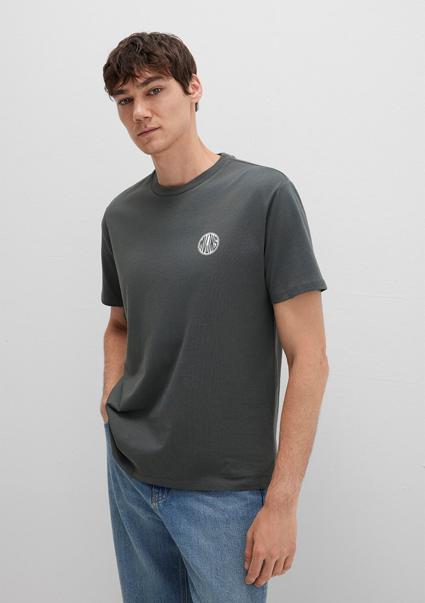  Mavi Mavi Logo Baskılı Yeşil Tişört Loose Fit / Bol Rahat Kesim 0613014-71598