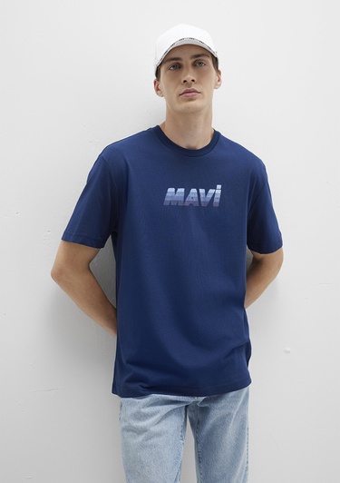  Mavi Mavi Baskılı Lacivert Tişört Loose Fit / Bol Rahat Kesim 0612904-89353