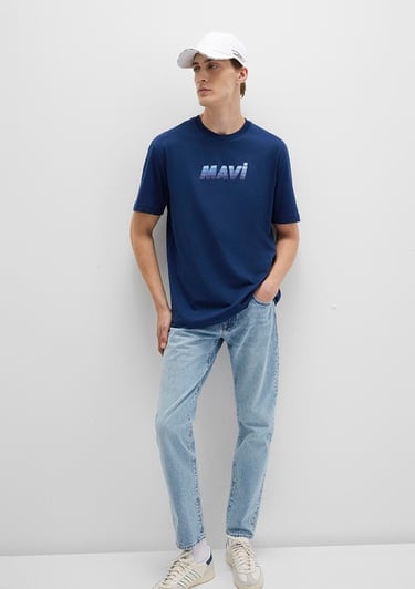  Mavi Mavi Baskılı Lacivert Tişört Loose Fit / Bol Rahat Kesim 0612904-89353