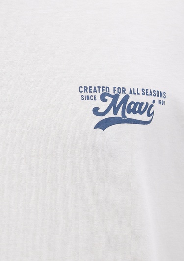  Mavi Mavi Baskılı Ekru Tişört Loose Fit / Bol Rahat Kesim 0612840-70057