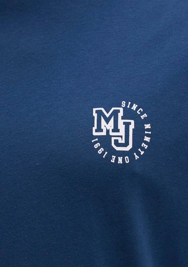  Mavi MJ Logo Baskılı Lacivert Tişört Loose Fit / Bol Rahat Kesim 0612839-89287