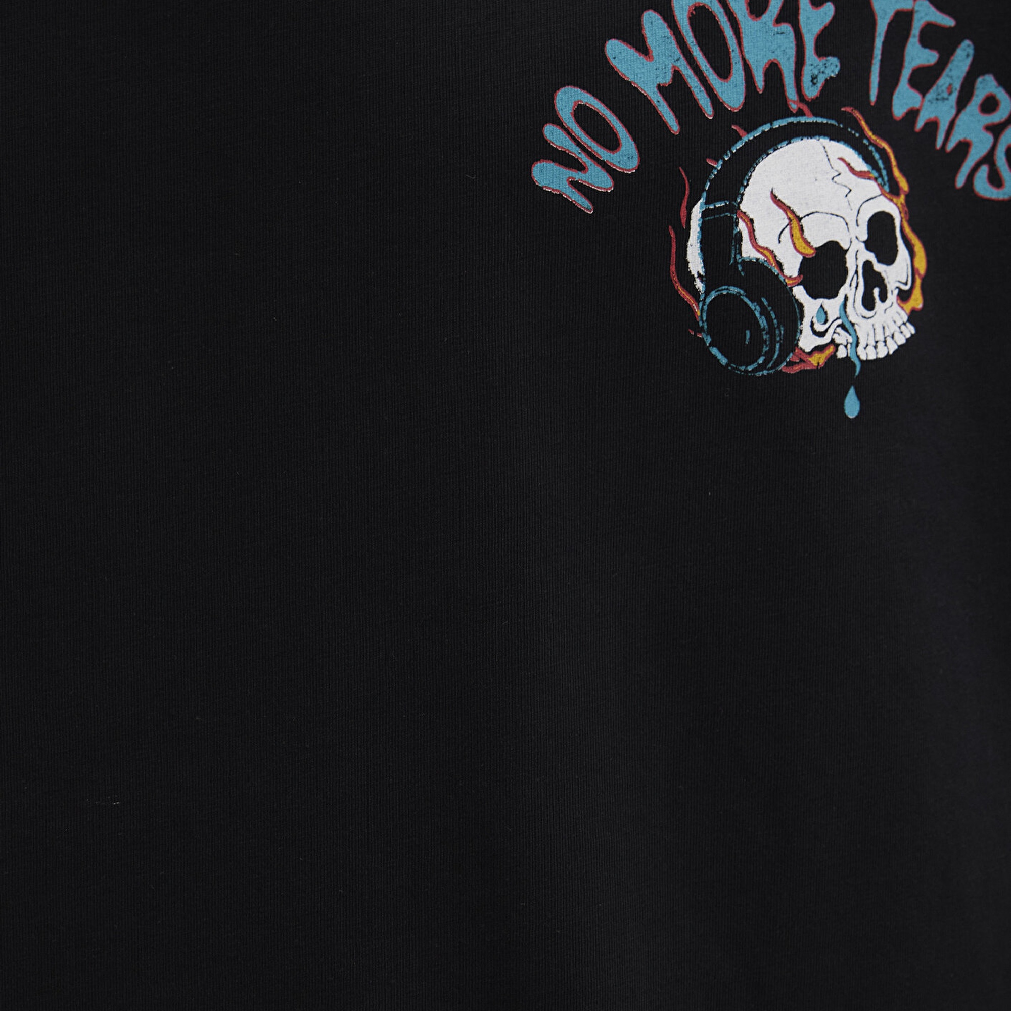 Mavi Kurukafa Baskılı Siyah Tişört Loose Fit / Bol Rahat Kesim 0612842-900