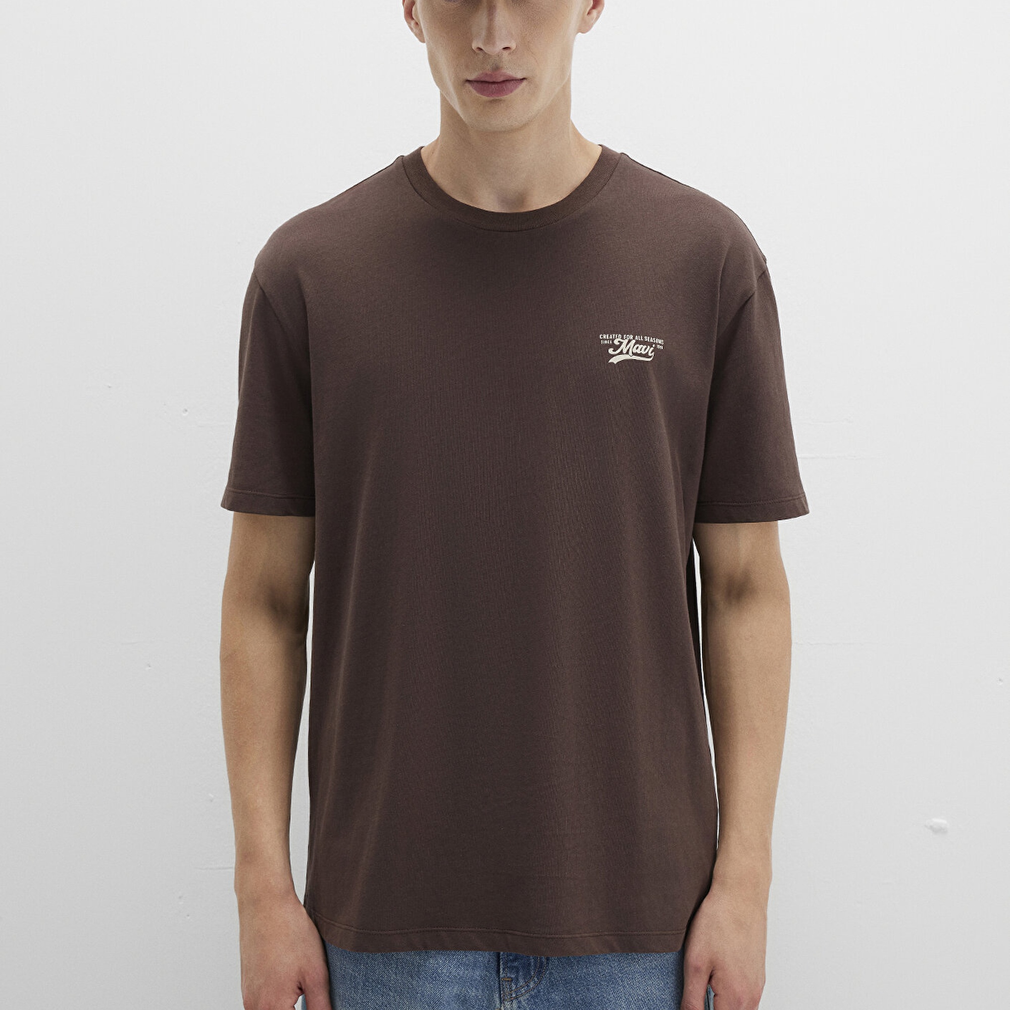 Mavi Mavi Baskılı Kahverengi Tişört Loose Fit / Bol Rahat Kesim 0612840-88067
