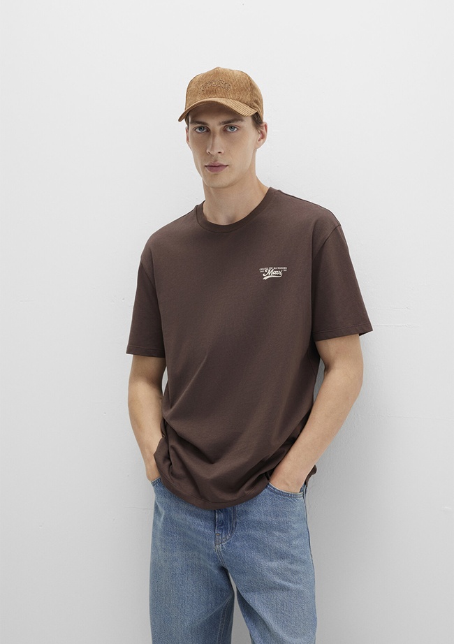  Mavi Mavi Baskılı Kahverengi Tişört Loose Fit / Bol Rahat Kesim 0612840-88067