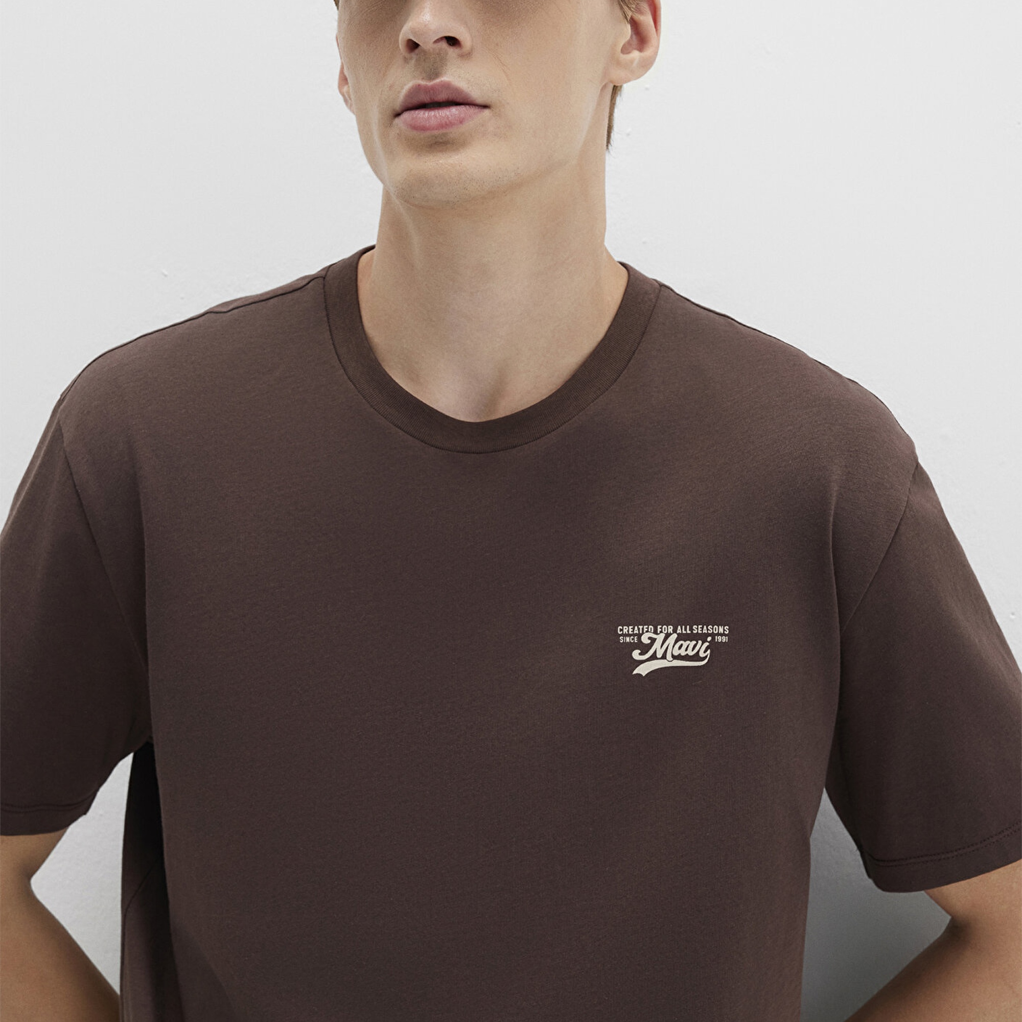 Mavi Mavi Baskılı Kahverengi Tişört Loose Fit / Bol Rahat Kesim 0612840-88067