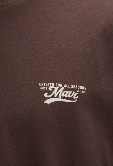  Mavi Mavi Baskılı Kahverengi Tişört Loose Fit / Bol Rahat Kesim 0612840-88067