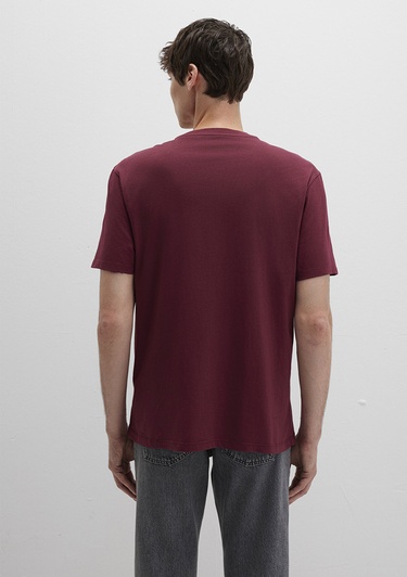  Mavi MJ Logo Baskılı Bordo Tişört Loose Fit / Bol Rahat Kesim 0612839-70394