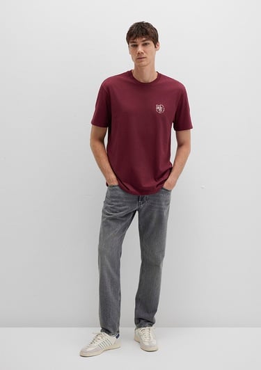  Mavi MJ Logo Baskılı Bordo Tişört Loose Fit / Bol Rahat Kesim 0612839-70394