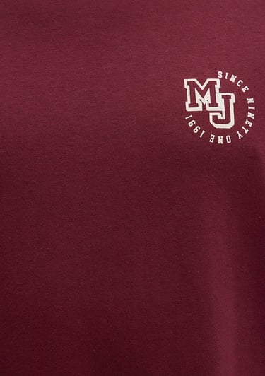  Mavi MJ Logo Baskılı Bordo Tişört Loose Fit / Bol Rahat Kesim 0612839-70394