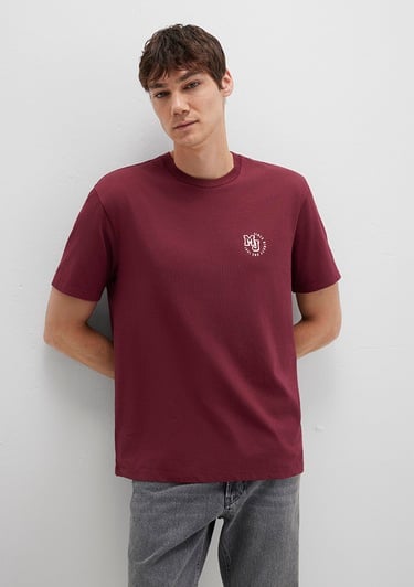  Mavi MJ Logo Baskılı Bordo Tişört Loose Fit / Bol Rahat Kesim 0612839-70394
