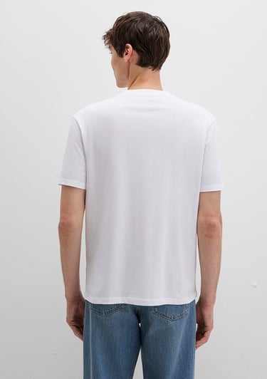  Mavi MJ Logo Baskılı Beyaz Tişört Loose Fit / Bol Rahat Kesim 0612839-620