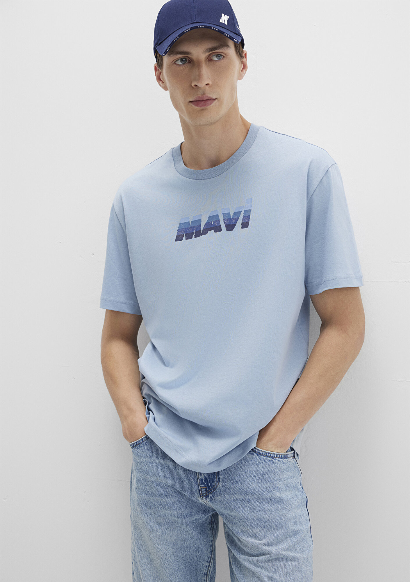  Mavi Mavi Baskılı Mavi Tişört Loose Fit / Bol Rahat Kesim 0612904-80796