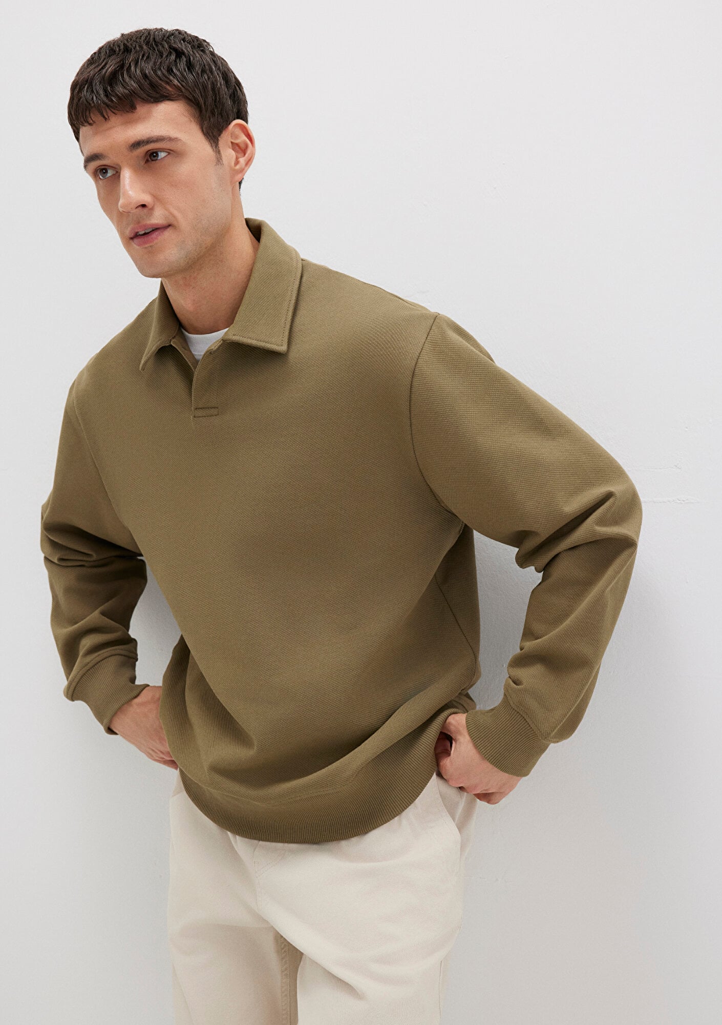  Mavi Polo Yaka Haki Sweatshirt 0S10458-71816