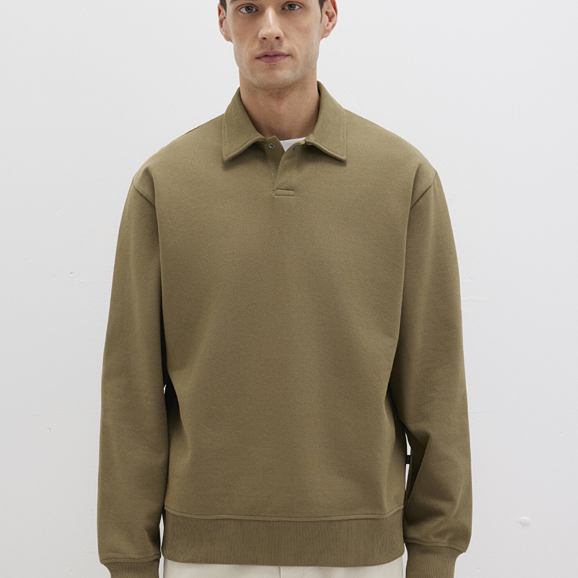 Mavi Polo Yaka Haki Sweatshirt 0S10458-71816