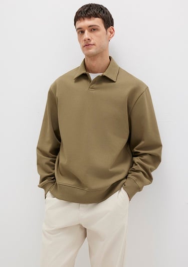  Mavi Polo Yaka Haki Sweatshirt 0S10458-71816